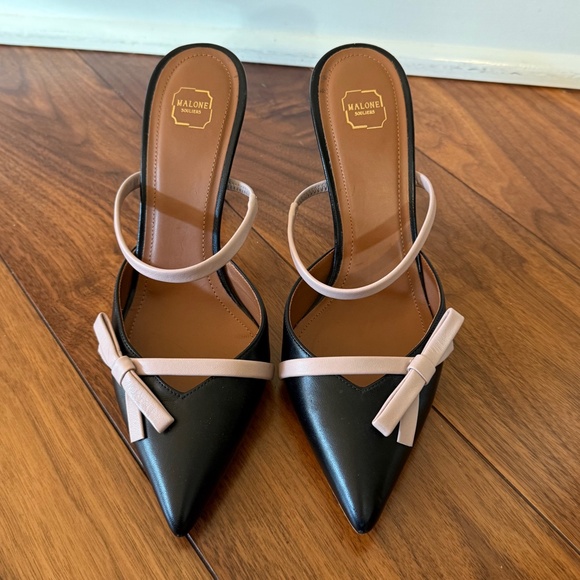Malone Souliers leather mule with bow detail, sz 38 - Picture 2 of 12